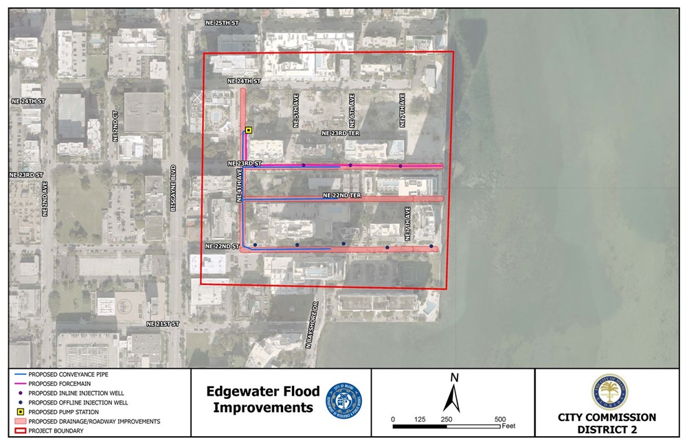 Map of areas in the Edgewater Neighborhood with upcoming Flood Improvements