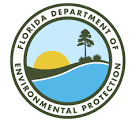 Florida Department of Environmental Protection Circular Logo with A rising Sun and a Tree to the right of the sun