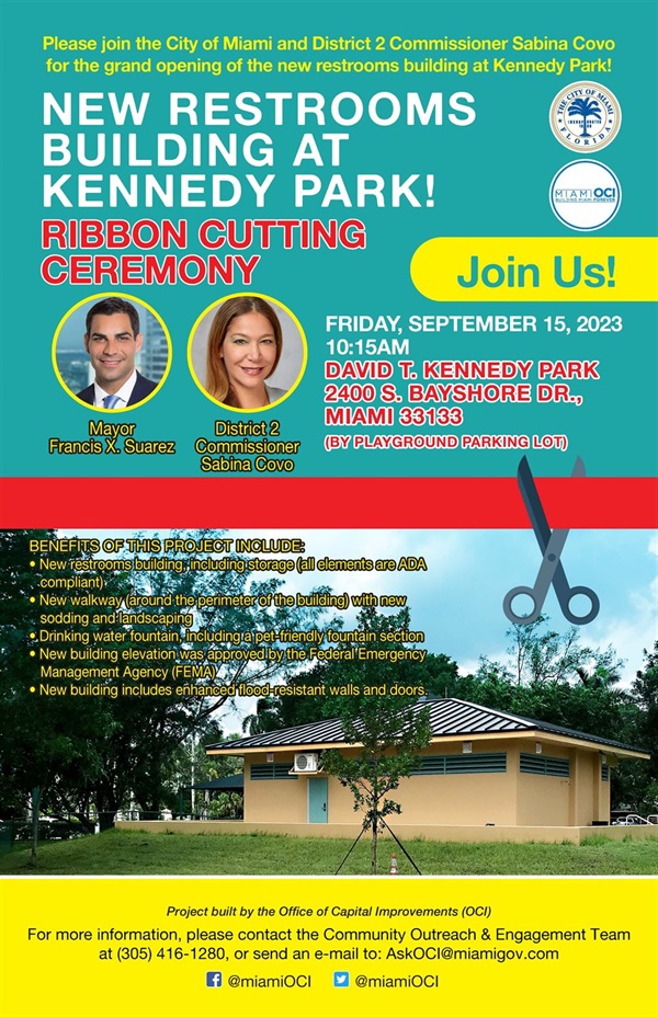 Kennedy Park Restroom Building Improvements Ribbon Cutting Ceremony Flyer