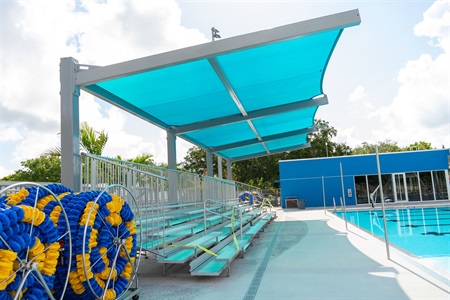 New bleachers at Shenandoah Park Aquatic Facility