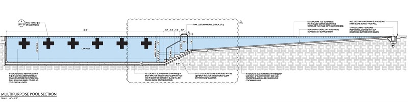 Drawing of Virrick Park Pool Sections A and B (shallow end and deep end)