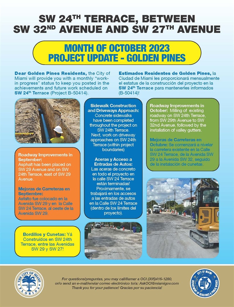 Golden Pines Monthly Status Update Flyer October Notice Page 2