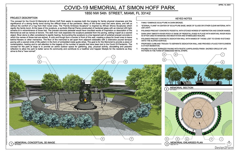 Rendering of the proposed COVID-19 Memorial at Simon Hoff Park
