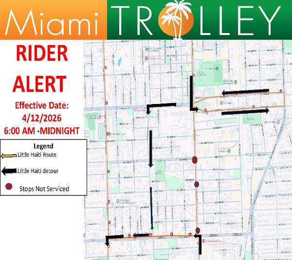 Little Haiti Route Detour Map