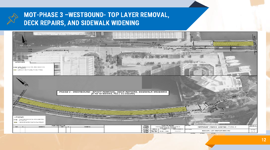 Brickell Key Bridge Community Meeting Presentation. Slide 12- Maintenance of Traffic Phase 3