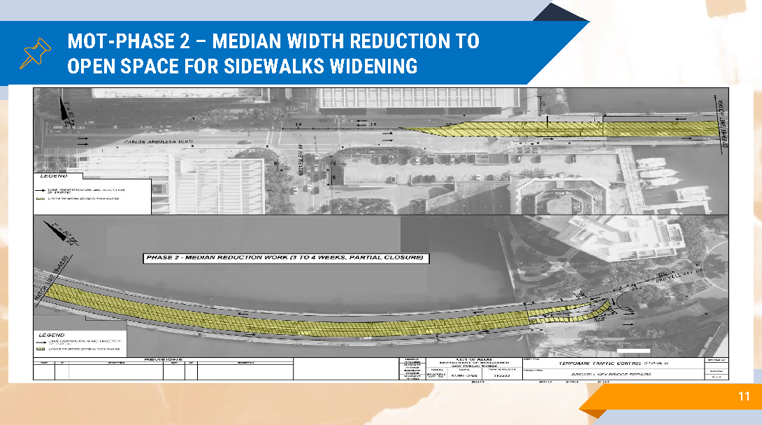 Brickell Key Bridge Community Meeting Presentation. Slide 11- Maintenance of Traffic Phase 2