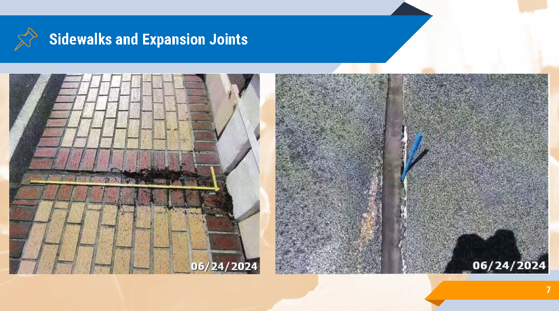 Brickell Key Bridge Community Meeting Presentation. Slide 7- Sidewalk and Expansion Joints