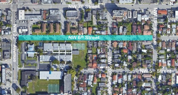 Map illustrating the project boundaries of 40-B213602 (NW 6 ST)