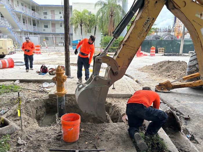 NW 11 ST from NW 1 AVE to NW 2 AVE fire hydrant relocation progress