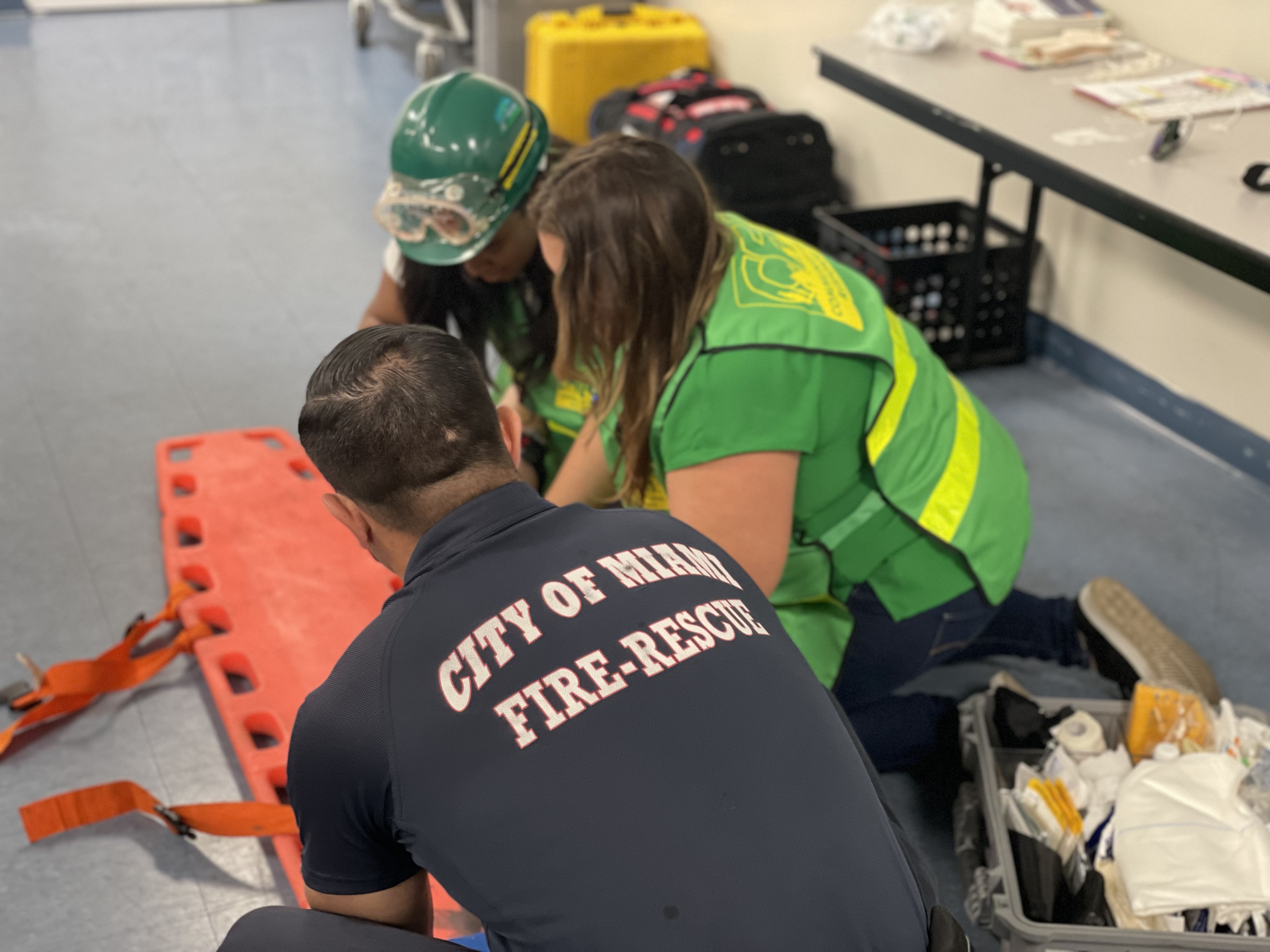 Showing the stretcher