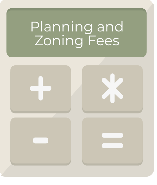 Planning and Zoning Fee title on an image of a Calculator 