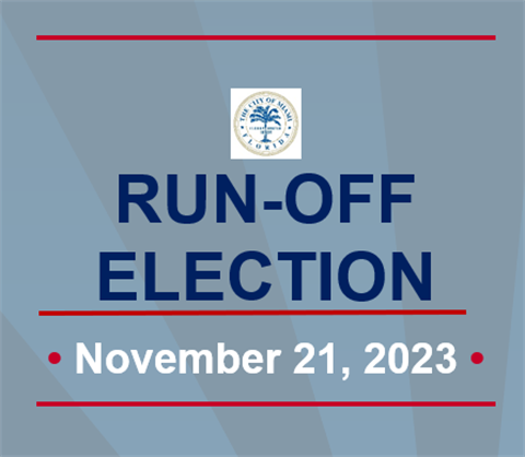 Square with City logo and November 21, 2023 Run-Off-Election  wording